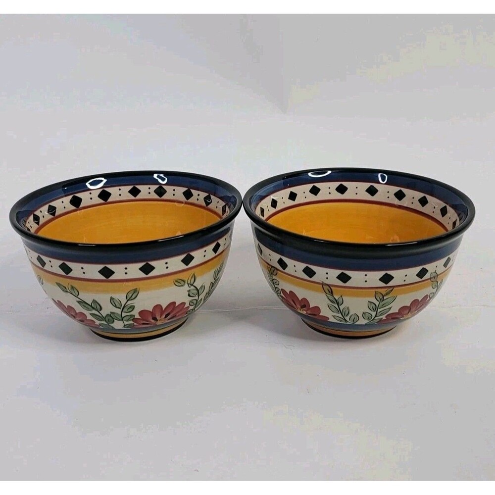 Vintage Pier 1 Alexandria Floral Soup Bowls (Set of 2)